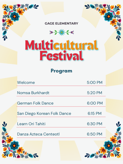 Gage Elementary Multicultural Festival poster